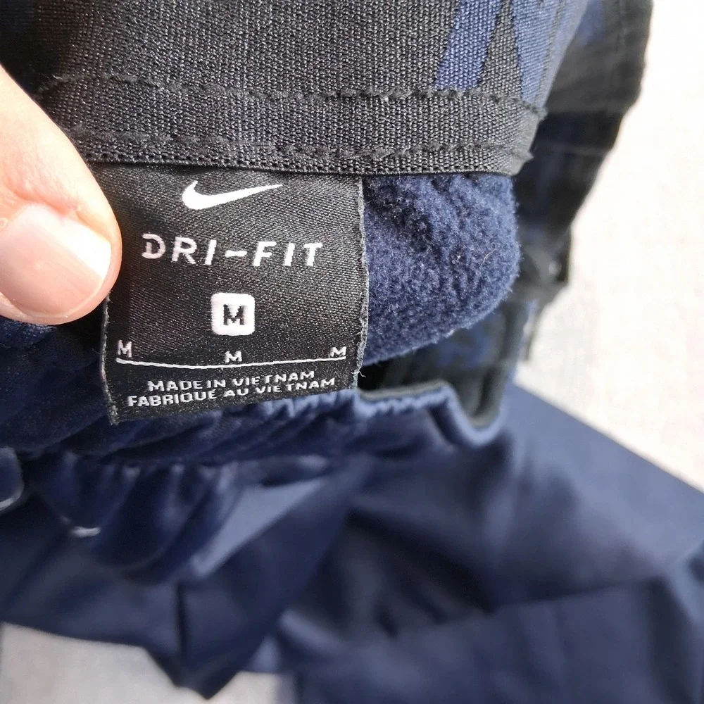Nike Dri-FIT Athletic Pants Mens‎ Medium Navy Blue Straight Leg Fleece Lined